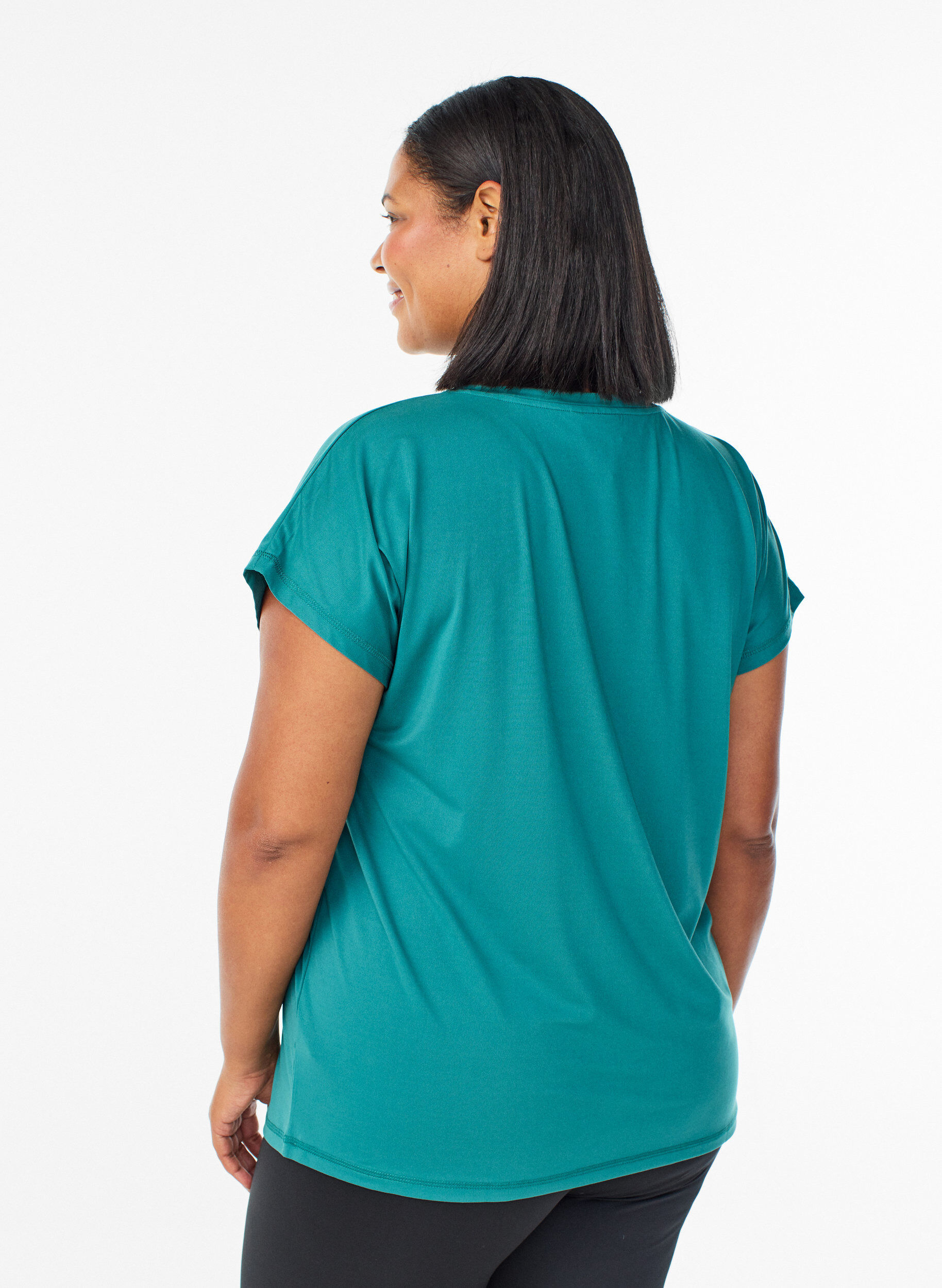 ZizziEinfarbiges Trainings-T-Shirt, Petrol, Model image number 2