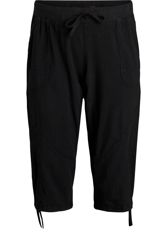 Capri-Hose aus Baumwolle, Schwarz, Packshot image number 0