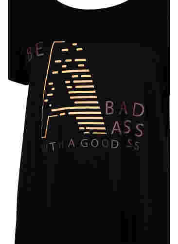Trainings-T-Shirt mit Print, Black w. Bad Ass, Packshot image number 2