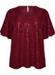 Paillettenbluse mit Ballon&auml;rmeln, Rot, Packshot image number 0