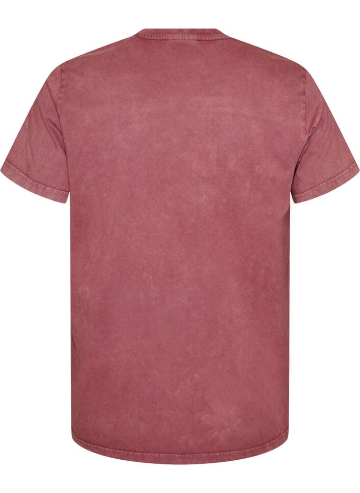 Baumwoll-T-Shirt mit Frontprint und gewaschener Optik, Rot, Packshot image number 1