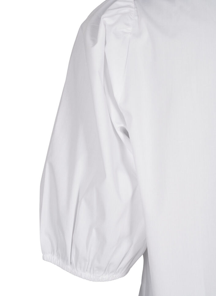 Kurzärmelige Bluse mit Spitzendetail, Bright White, Packshot image number 3
