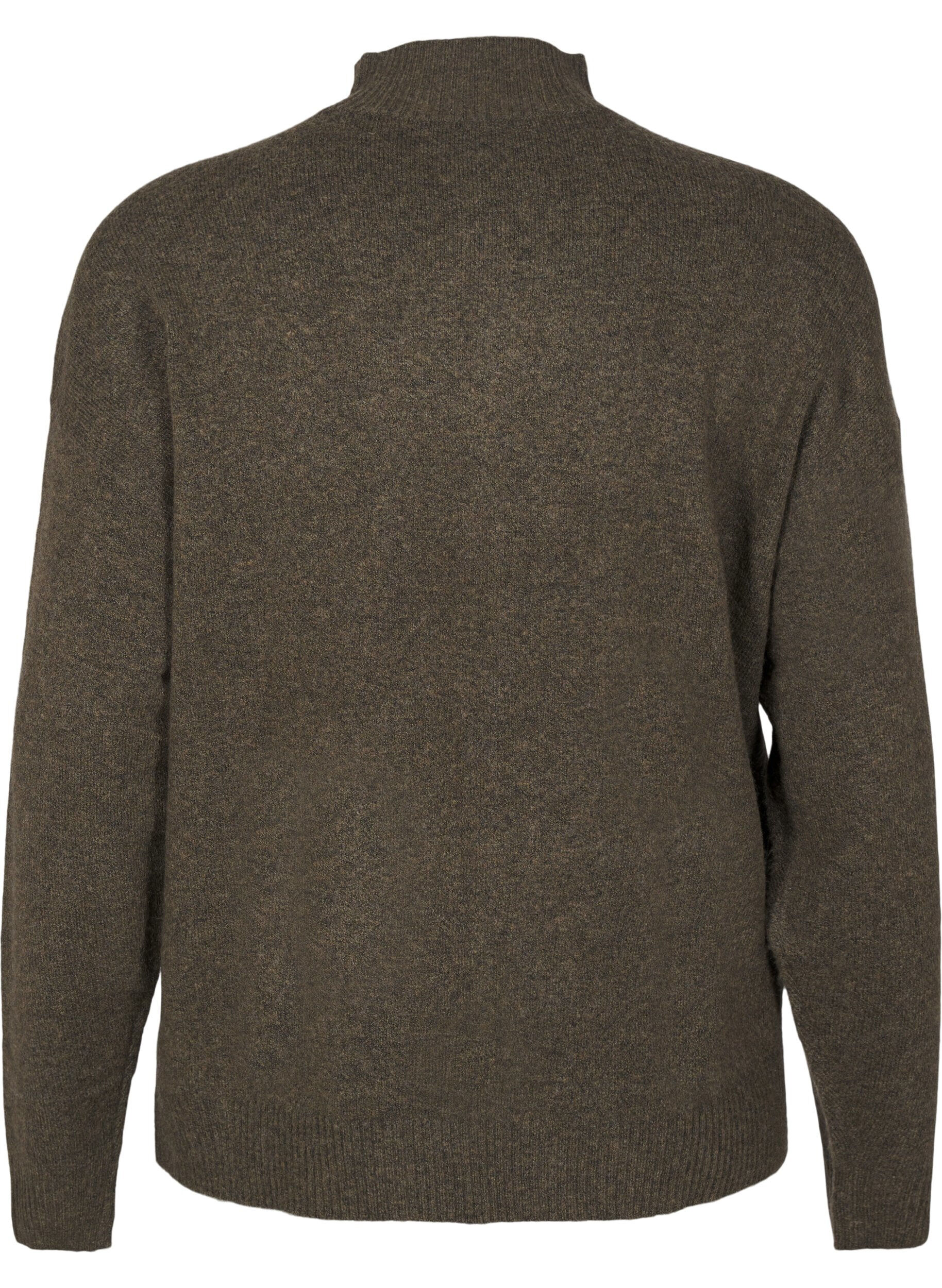 ZizziGestrickte Wollbluse mit hohem Kragen, Sea Turtle Mel., Packshot image number 1