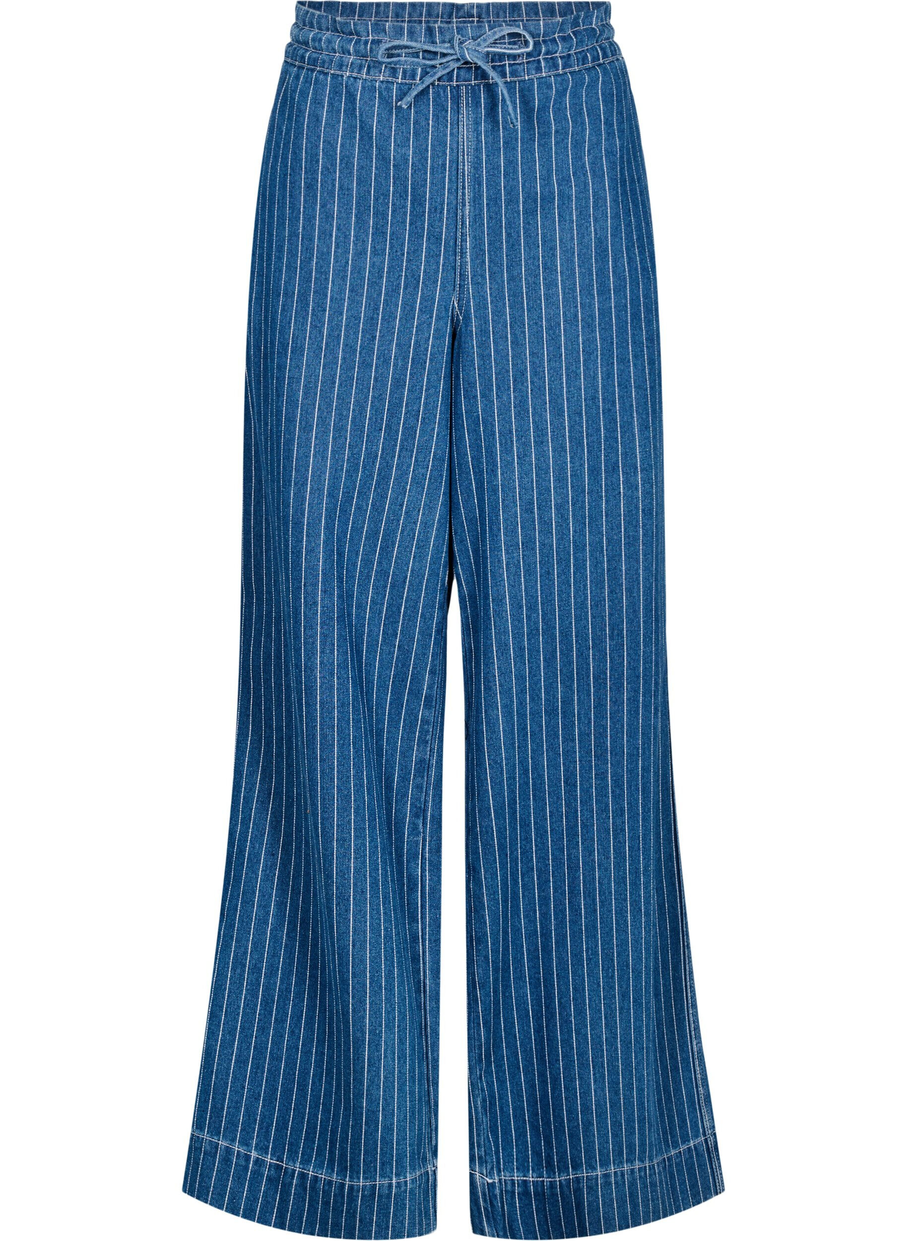 ZizziJeans mit weitem Bein und Streifen, Blau, Packshot image number 0