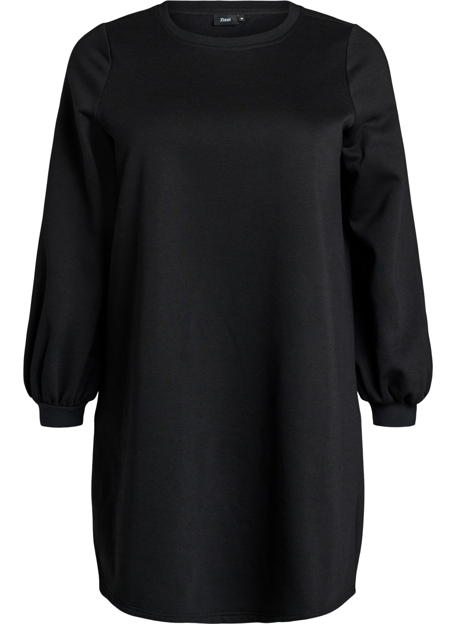 ZizziKurzes Kleid aus Sweat mit Ballon&auml;rmeln, Schwarz, Packshot image number 0