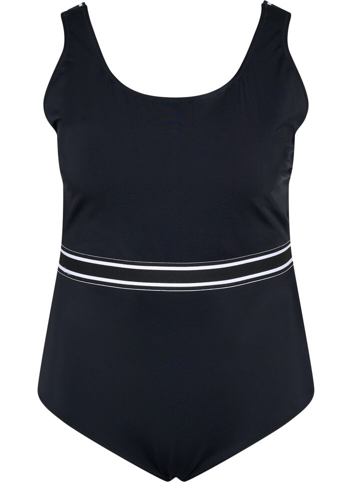 Badeanzug mit Rundhalsausschnitt, Black, Packshot image number 0