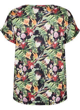 Kurzarm Trainings-T-Shirt mit Print, Palm Flower AOP, Packshot image number 1