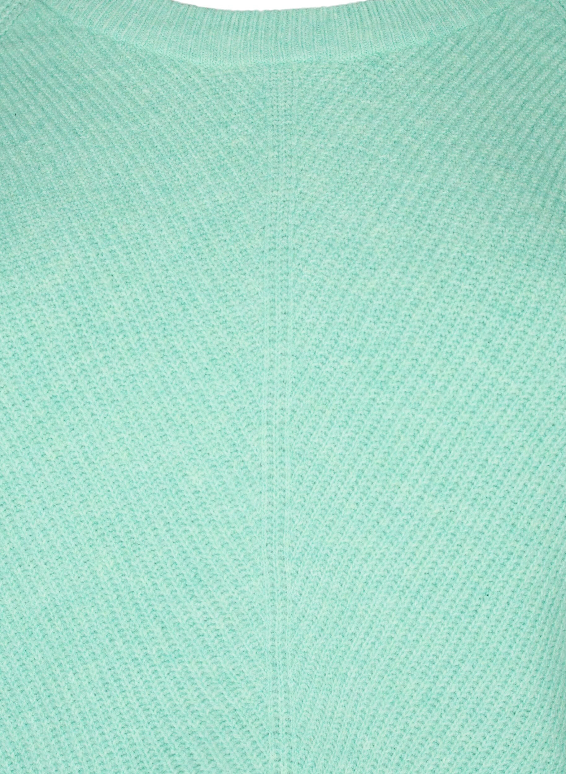 ZizziMelange-Pullover mit Seitenschlitz, Cabbage/White, Packshot image number 2