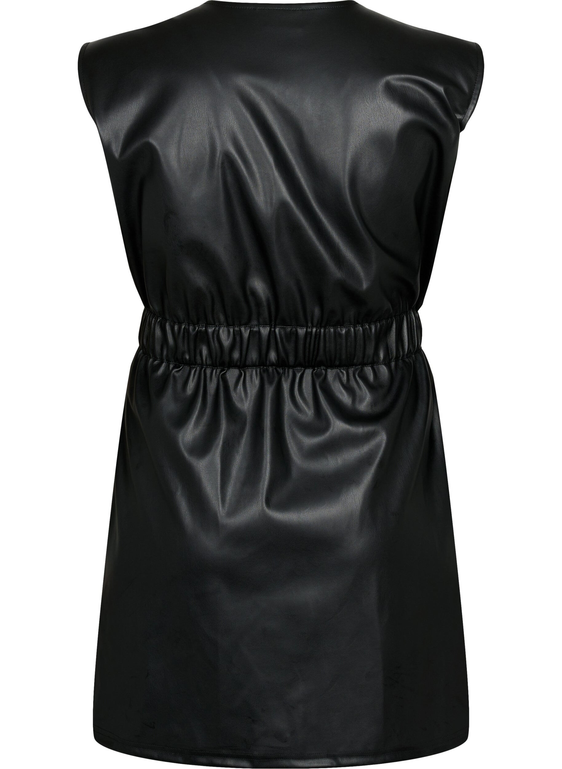 ZizziKurzes Kleid im Lederlook, Black, Packshot image number 1