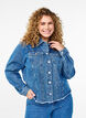Jeansjacke mit Strasssteinen und einem Rough-Saum, Blau, Model image number 0