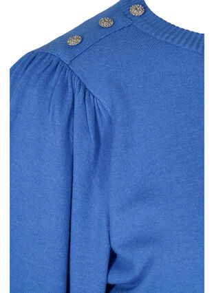 Bluse mit Ballonärmeln und dekorativen Knöpfen, Ultramarine Mel, Packshot image number 3
