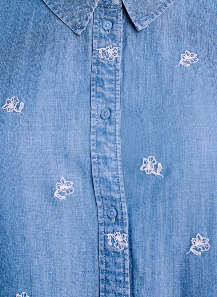 Hemd aus Lyocell in Jeans-Optik mit gebl&uuml;mter Stickerei, Blau, Packshot image number 2
