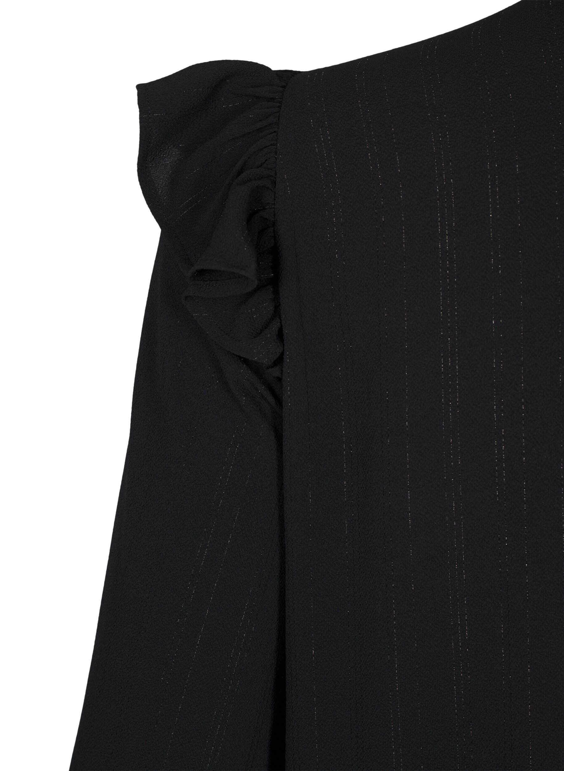 ZizziKurzes Kleid mit R&uuml;schen und Glitzer , Schwarz, Packshot image number 3
