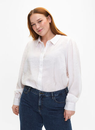 Bluse aus TENCEL™ Modal, Bright White, Model image number 0