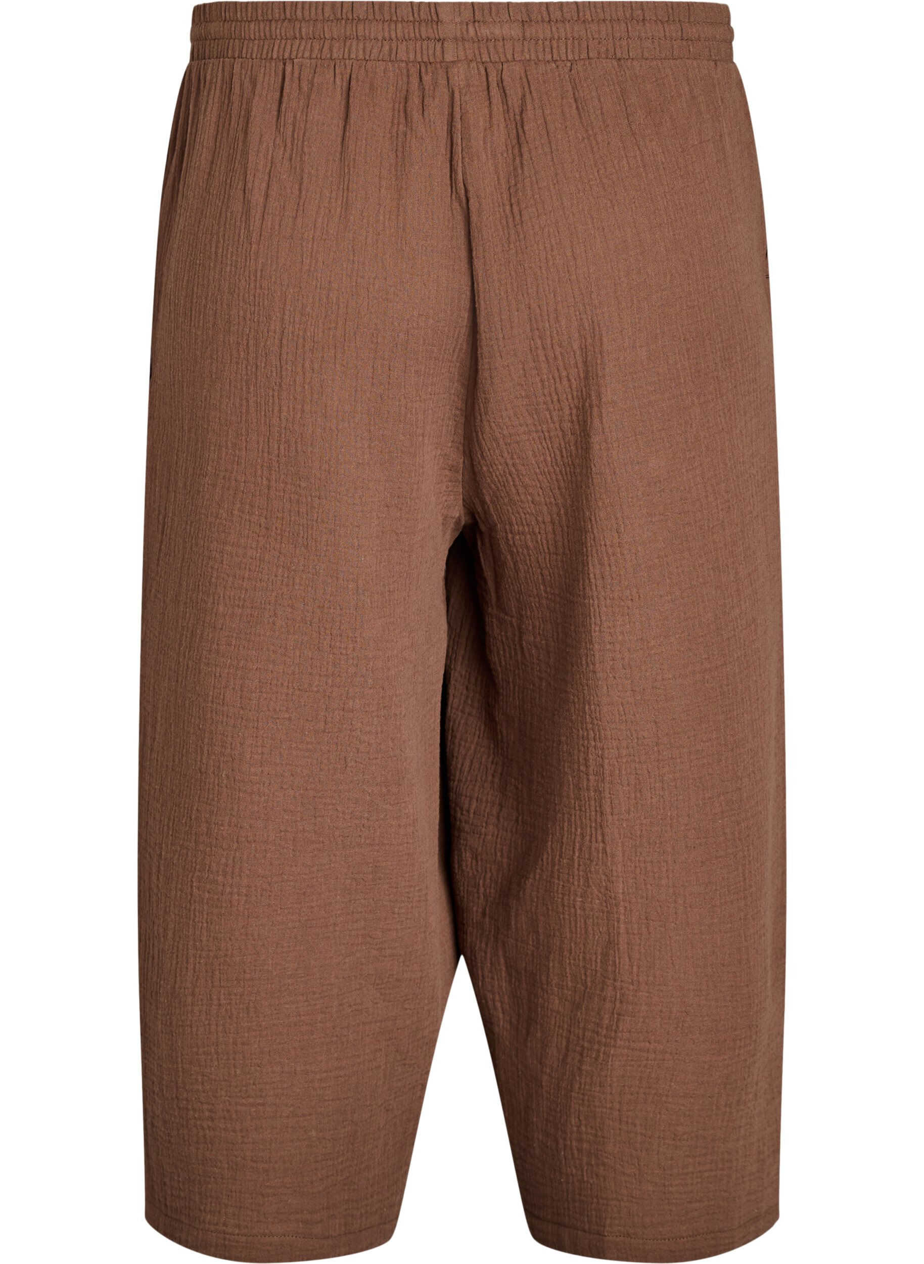 ZizziCulotte-Hose aus Baumwollmusselin mit hohem Bund, Braun, Packshot image number 1