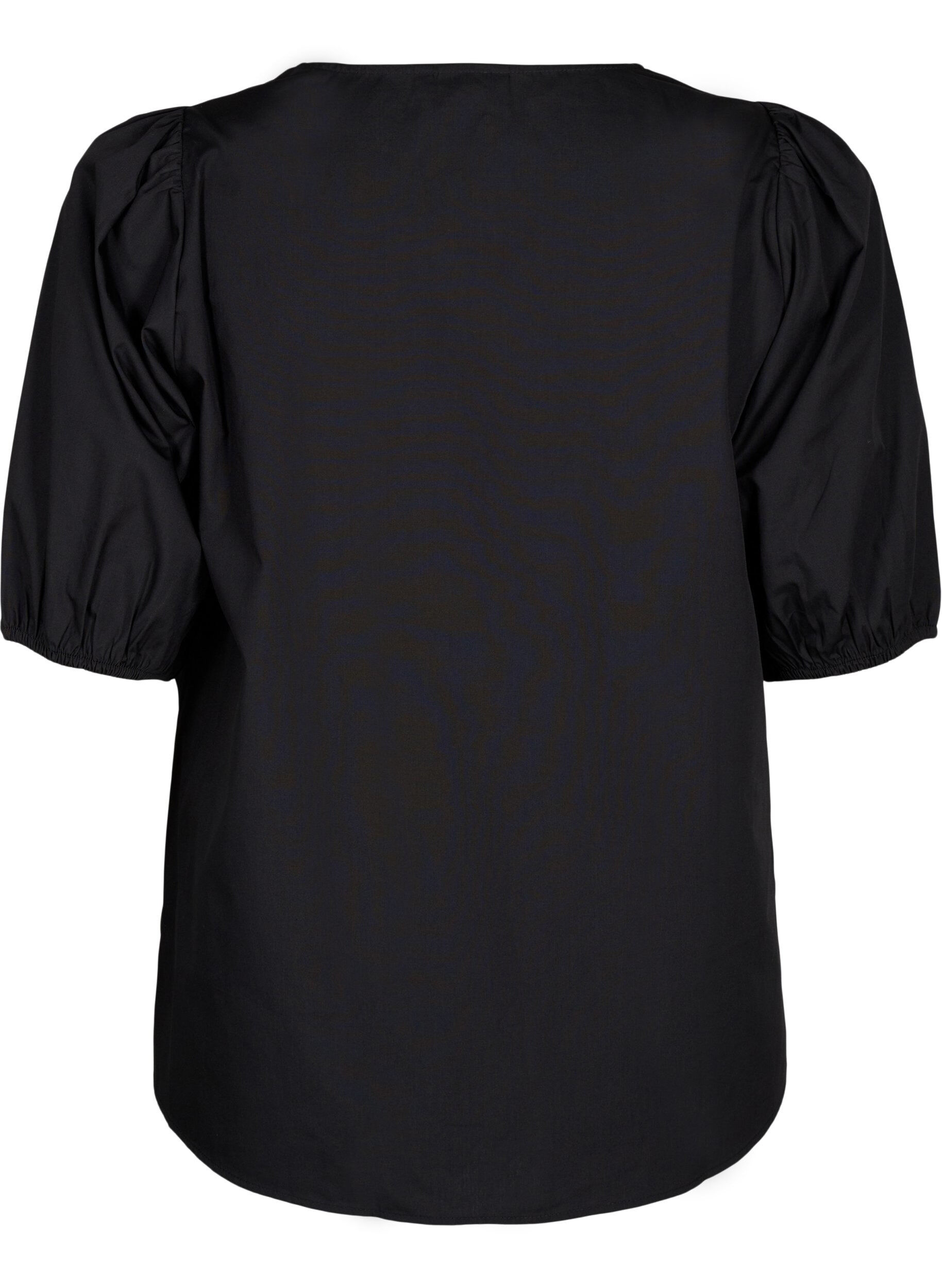 ZizziKurz&auml;rmelige Bluse mit Spitzendetail, Black, Packshot image number 1