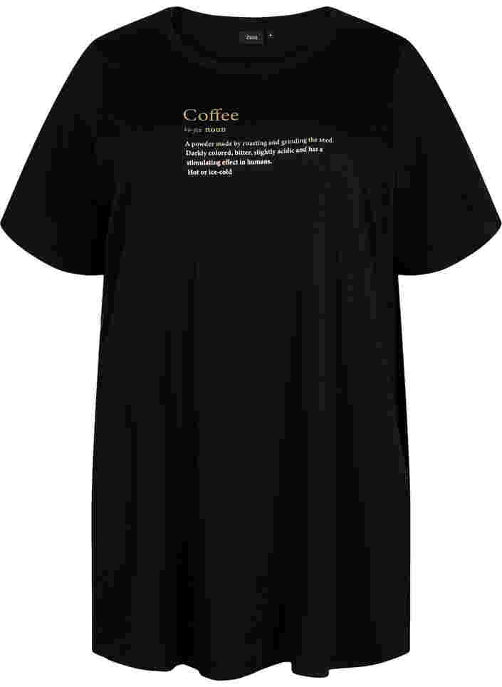 Oversized Nacht T-Shirt aus Bio-Baumwolle, Black W. coffee, Packshot image number 0