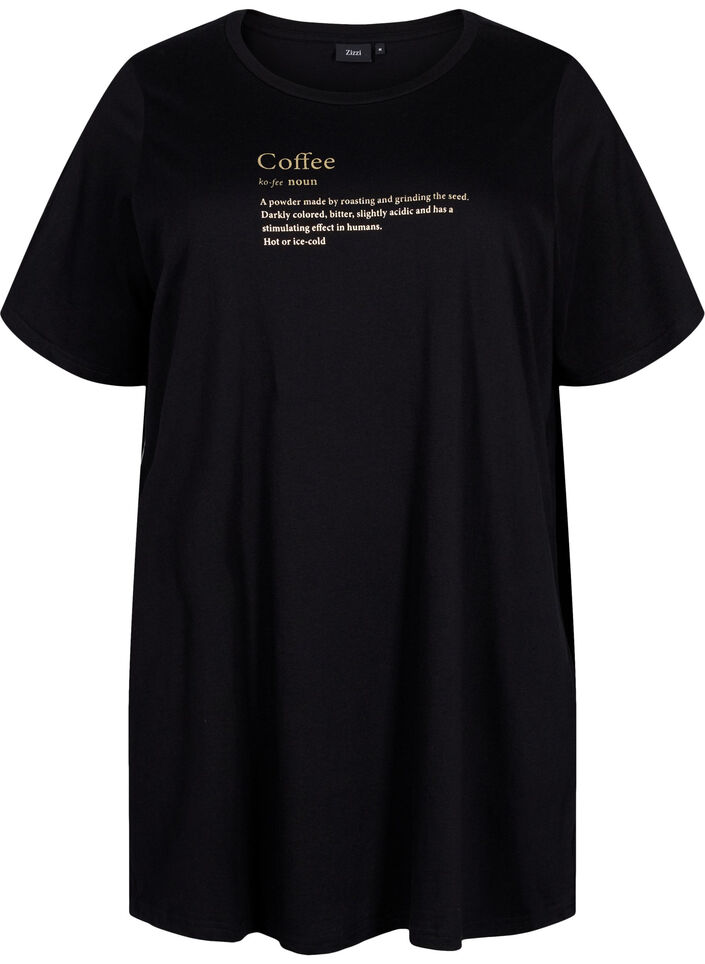 Oversize Schlaf-T-Shirt aus Bio-Baumwolle, Black W. coffee, Packshot image number 0
