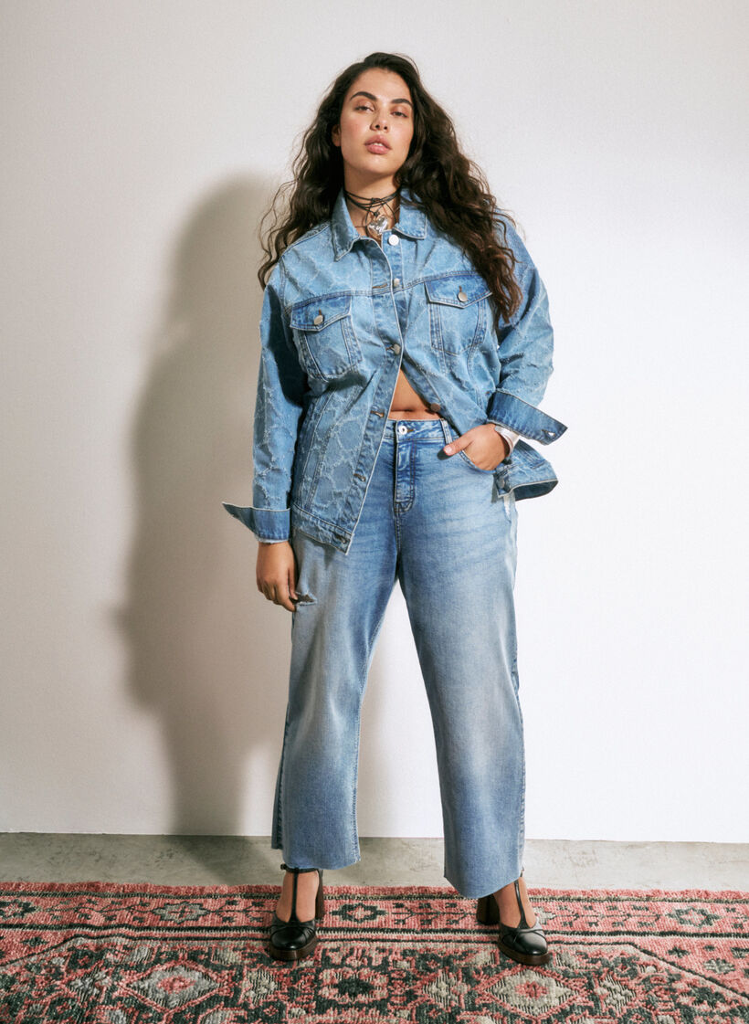 Gekürzte Vera-Jeans mit Destroyed-Details	, Blue Denim, Image