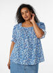 Baumwollbluse mit eckigem Ausschnitt, Blau, Model image number 0