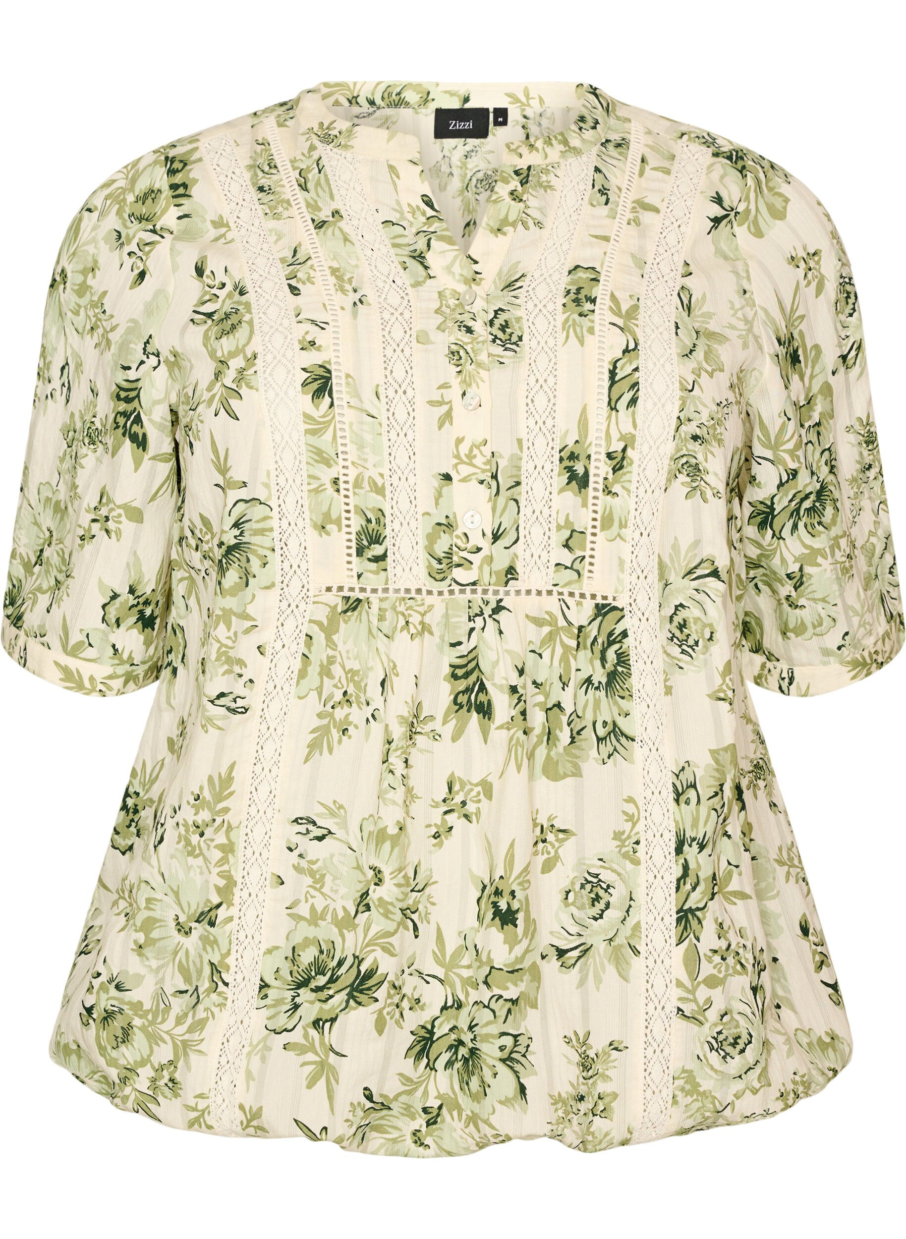 ZizziBluse mit Print und 1/2-&Auml;rmeln, Gr&uuml;n, Packshot image number 0