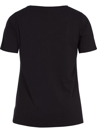 Einfarbiges basic T-Shirt aus Baumwolle, Black, Packshot image number 1