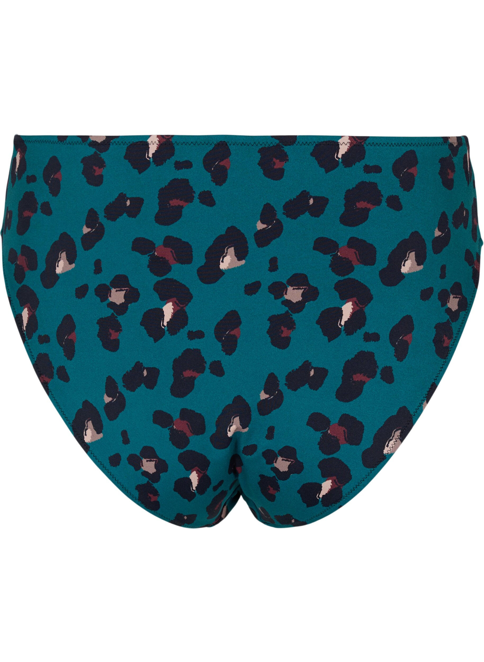 ZizziHochtaillierte Bikinihose, Teal Leopard, Packshot image number 1