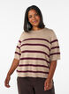 Gestreiftes Stricktop mit kurzen &Auml;rmeln, Beige, Model image number 0
