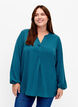 Unifarbene Bluse mit V-Ausschnitt, Deep Teal, Model image number 0