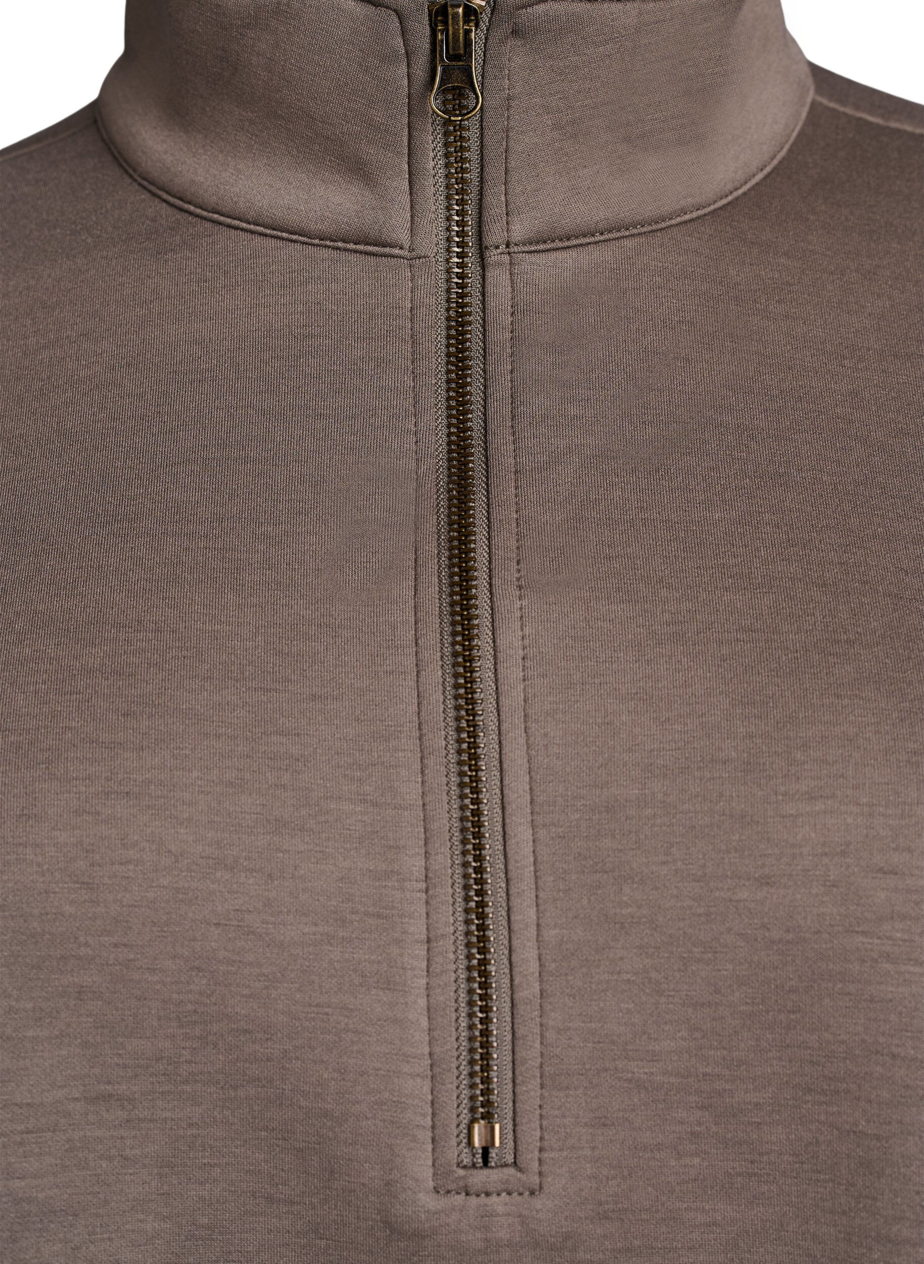 ZizziKurz&auml;rmeliges Sweatshirt mit hohem Kragen, Braun, Packshot image number 2