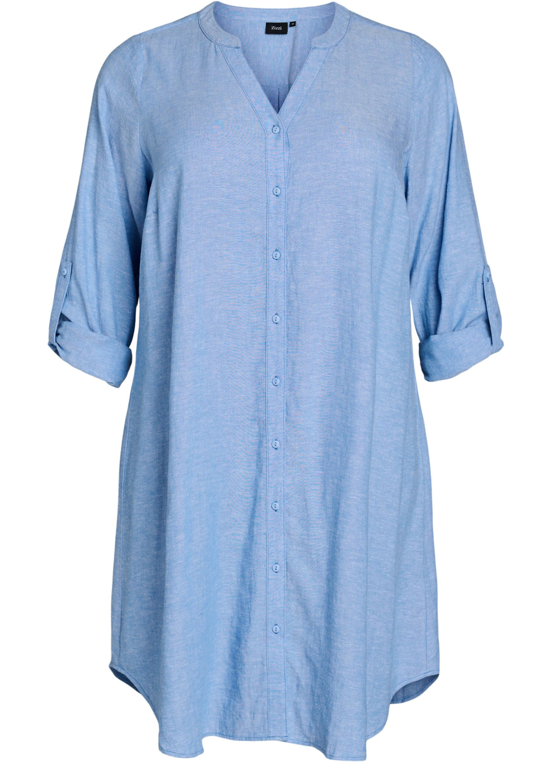 Lange Bluse aus Leinen und Viskose