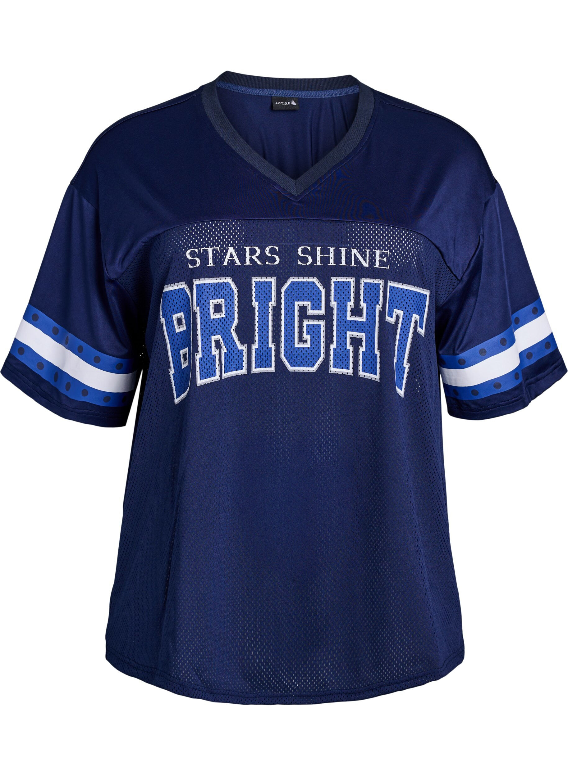 ZizziTrainingsshirt mit V-Ausschnitt und Frontprint, Blau, Packshot image number 0