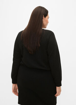 Einfarbige, strukturierte Bluse, Black, Model image number 1