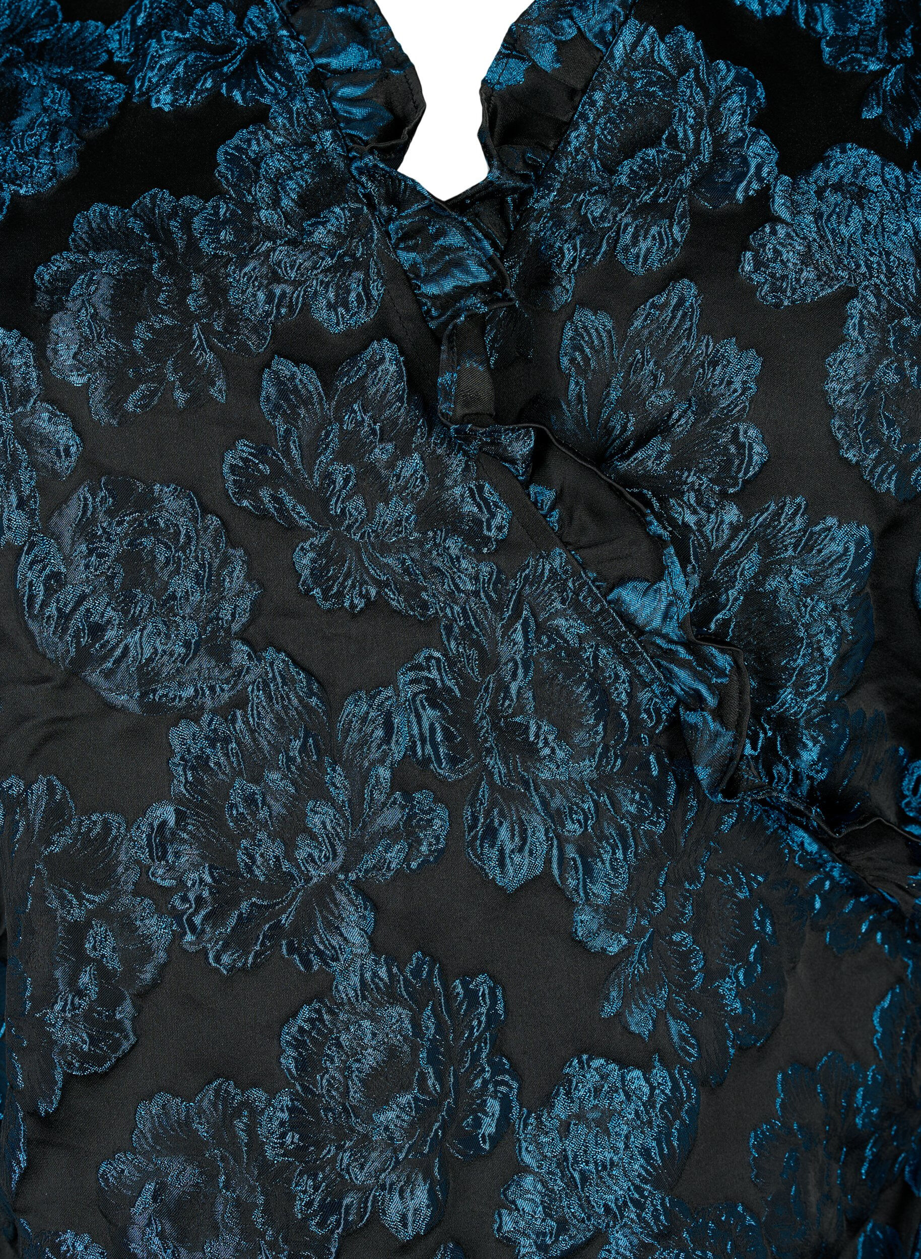 ZizziJacquard-Wickelbluse mit 3/4-&Auml;rmeln, Black Blue, Packshot image number 2