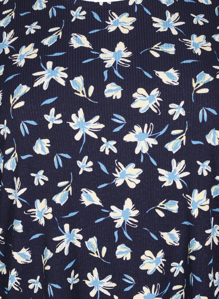 Bluse mit langen Ärmeln und geblümtem Print, Blau, Packshot image number 2