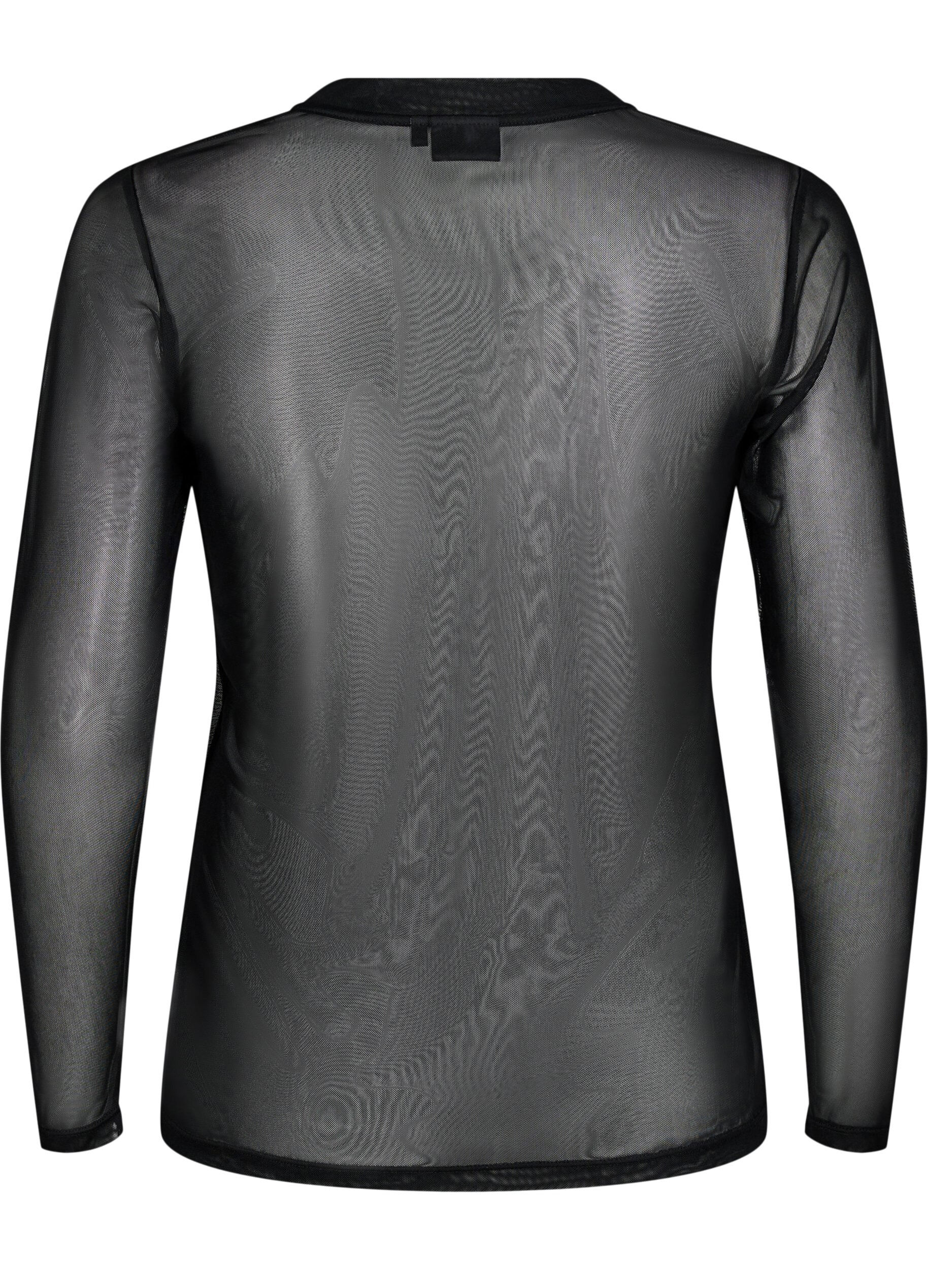 ZizziEinfarbige Mesh-Bluse, Schwarz, Packshot image number 1