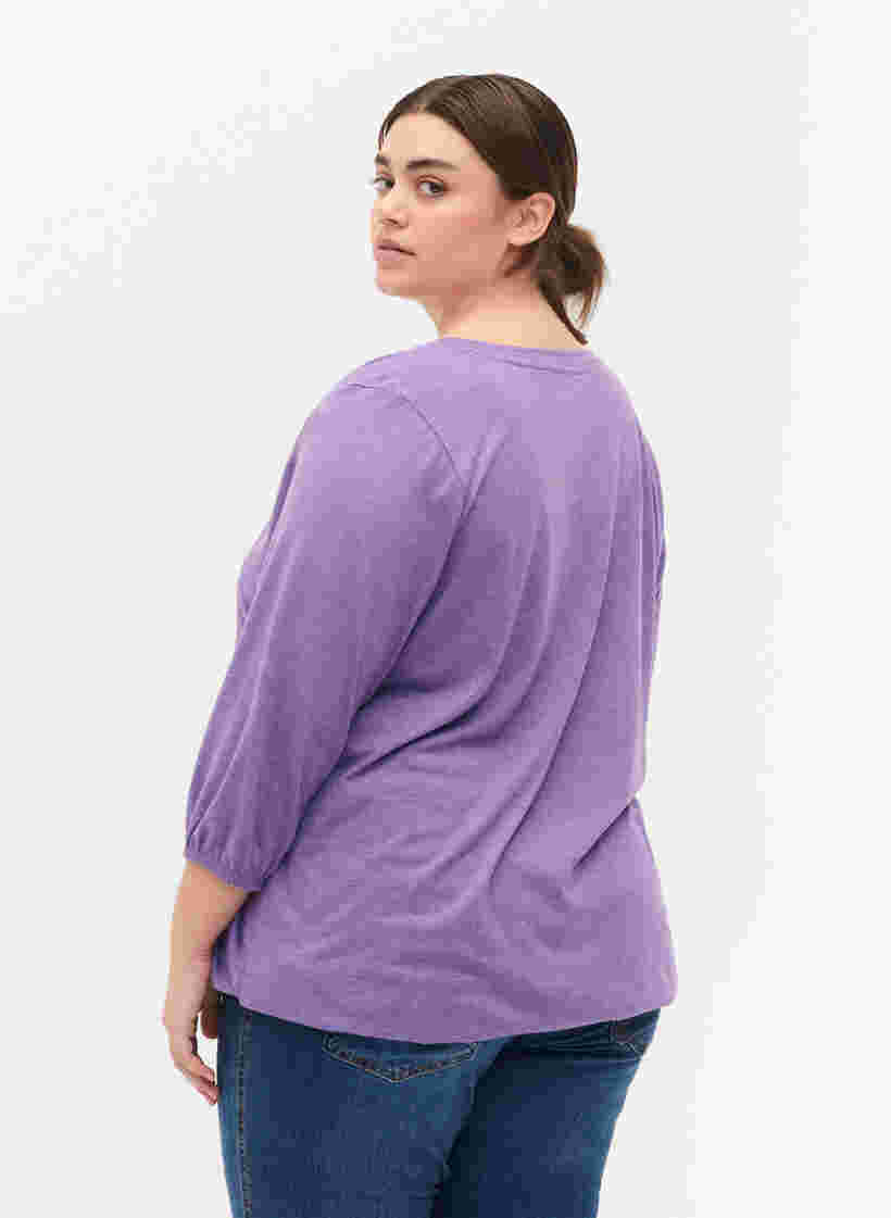 Melange-Bluse mit V-Ausschnitt, Deep Lavender Mél, Model image number 1