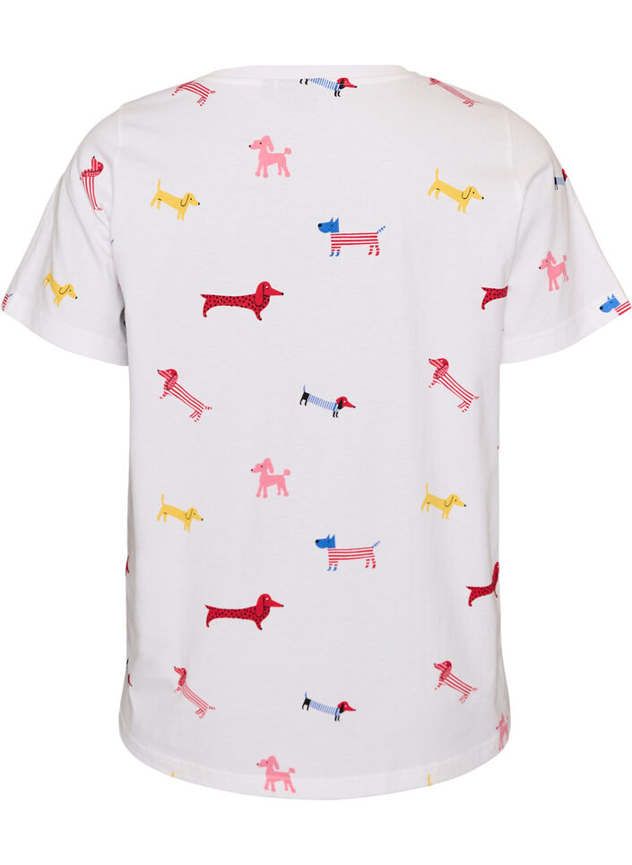 T-Shirt aus Baumwolle mit Hunde-Print, Wei&szlig;, Packshot image number 1