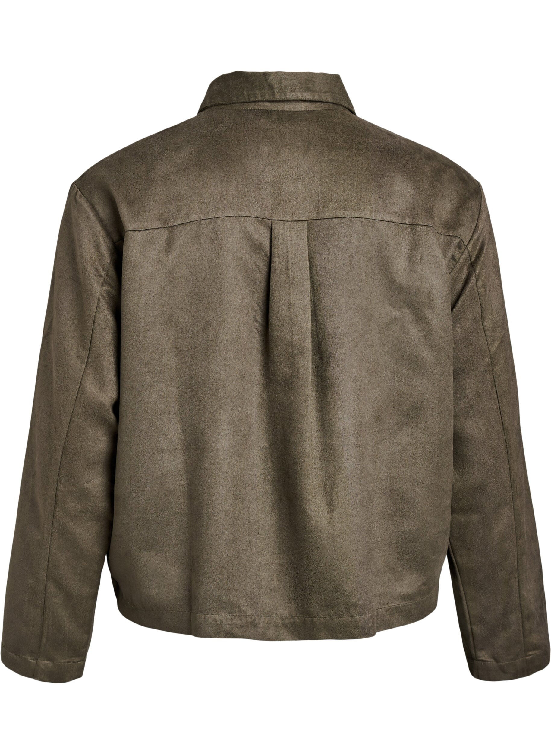 ZizziKurze Jacke aus Wildlederimitat mit Taschen, Gr&uuml;n, Packshot image number 1