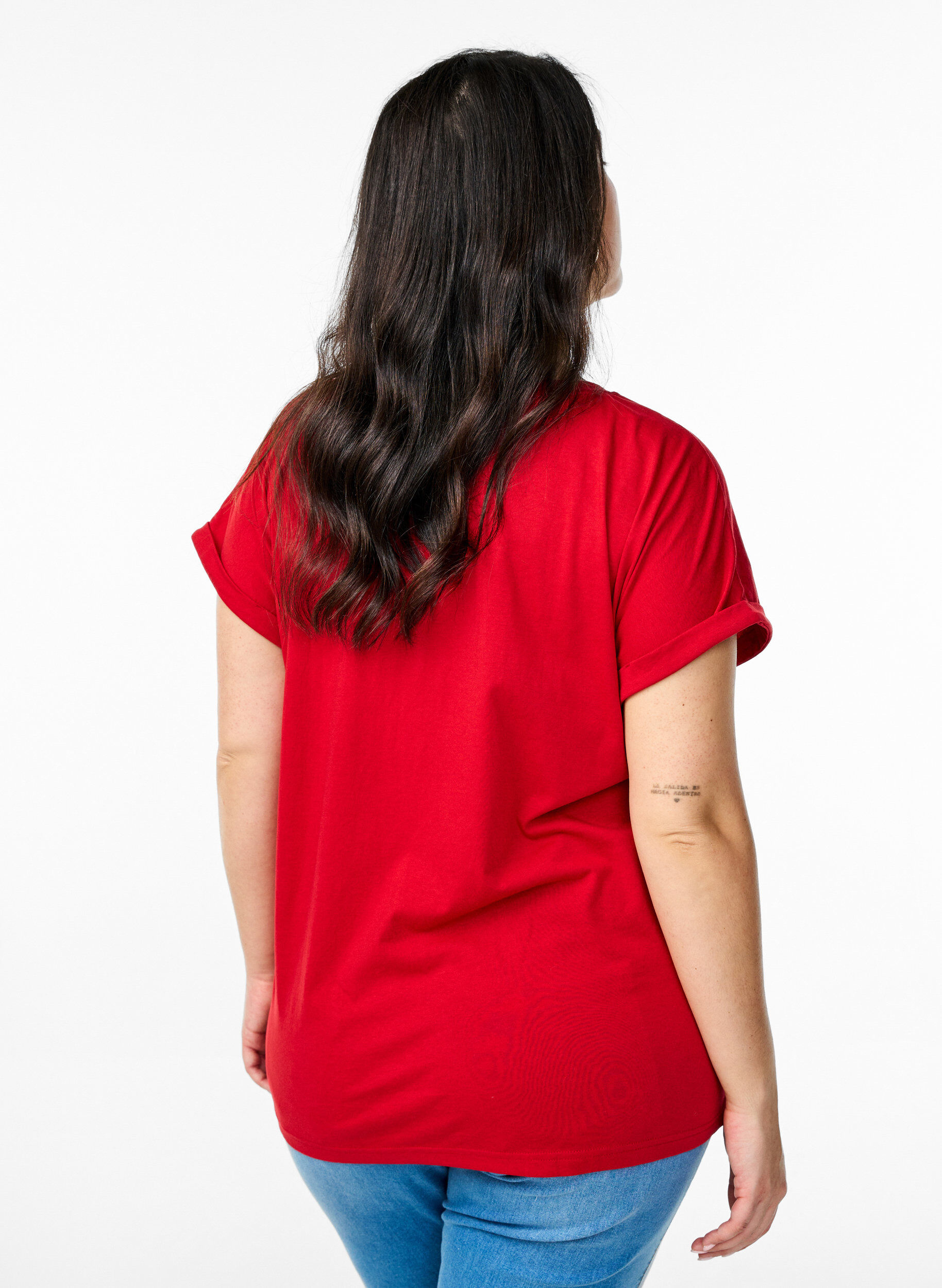 ZizziKurz&auml;rmliges T-Shirt aus einer Baumwollmischung, Rot, Model image number 2