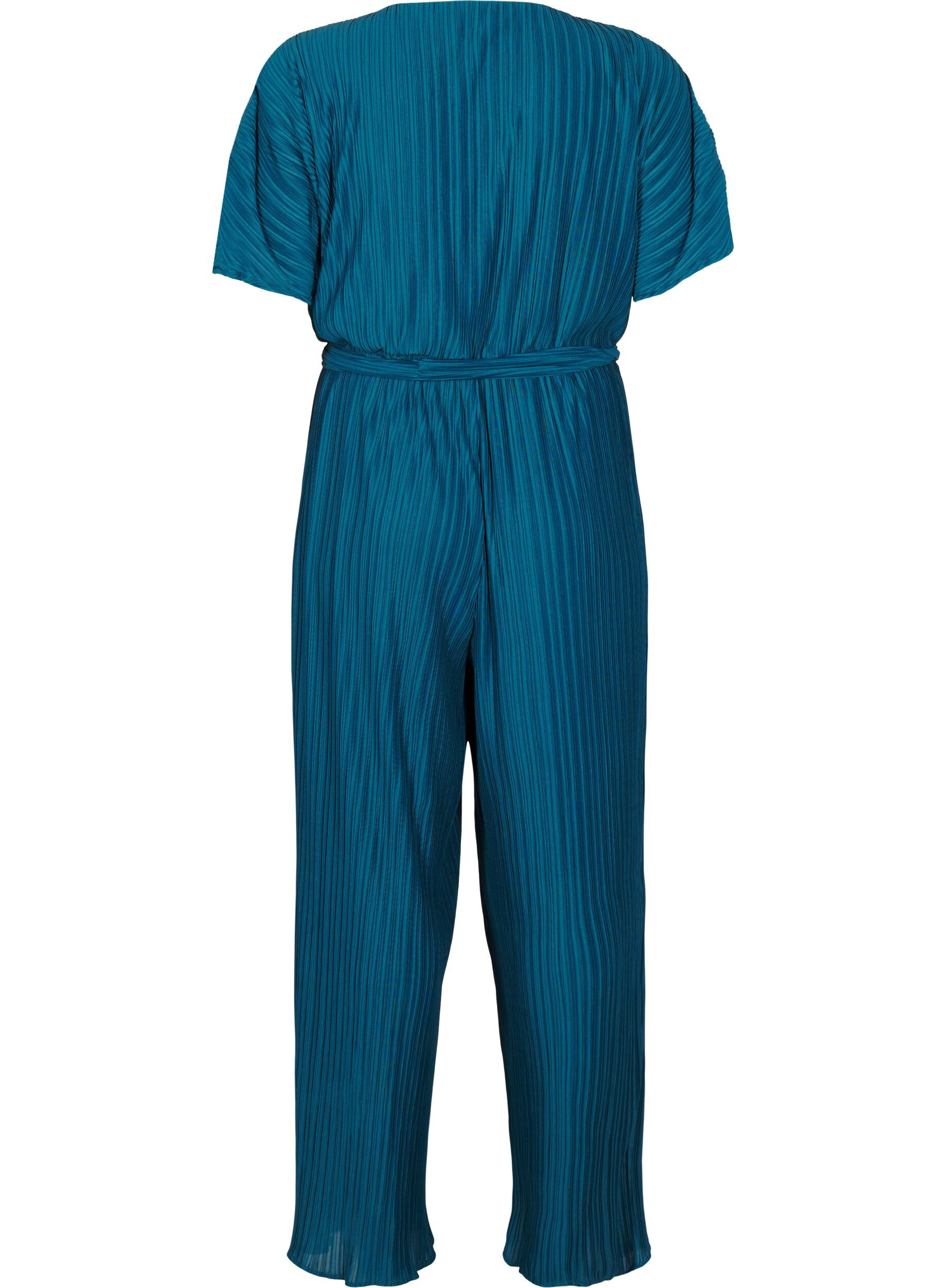 ZizziJumpsuit mit Falten, Bindedetail und weiten &Auml;rmeln, Blau, Packshot image number 1