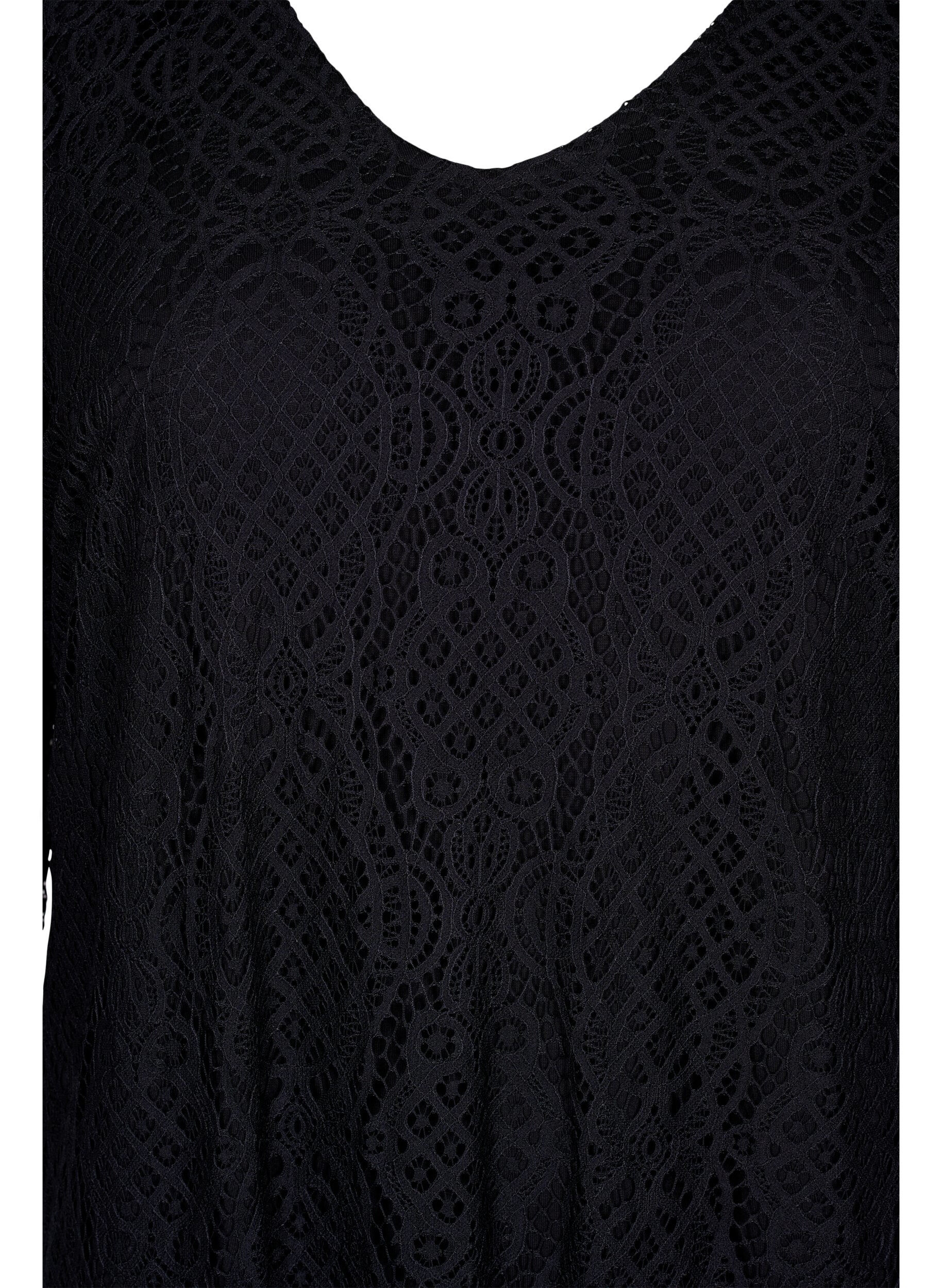 ZizziSpitzenkleid mit 3/4 &Auml;rmeln, Black, Packshot image number 2