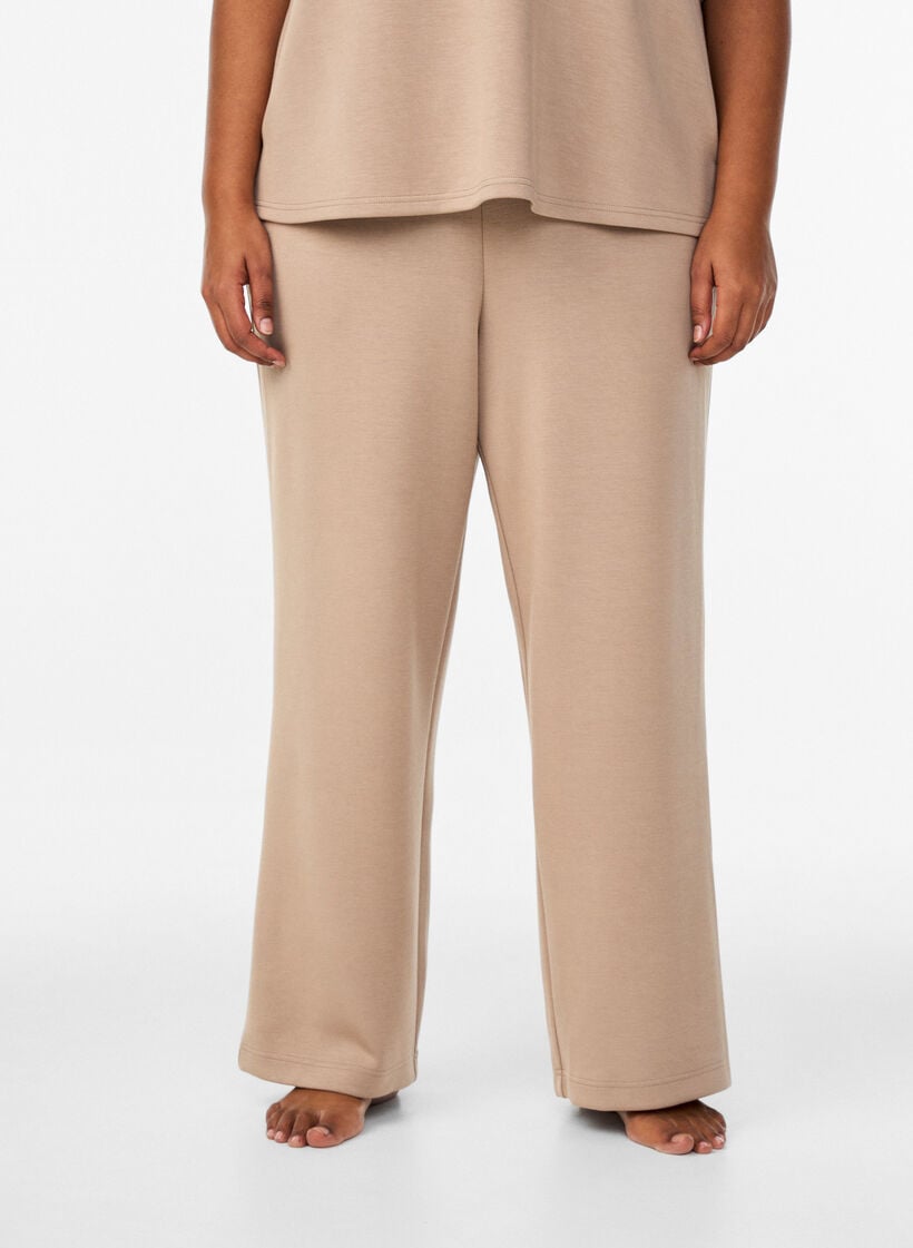 Hoch taillierte Loungehose mit geraden Beinen, Beige, Model image number 2