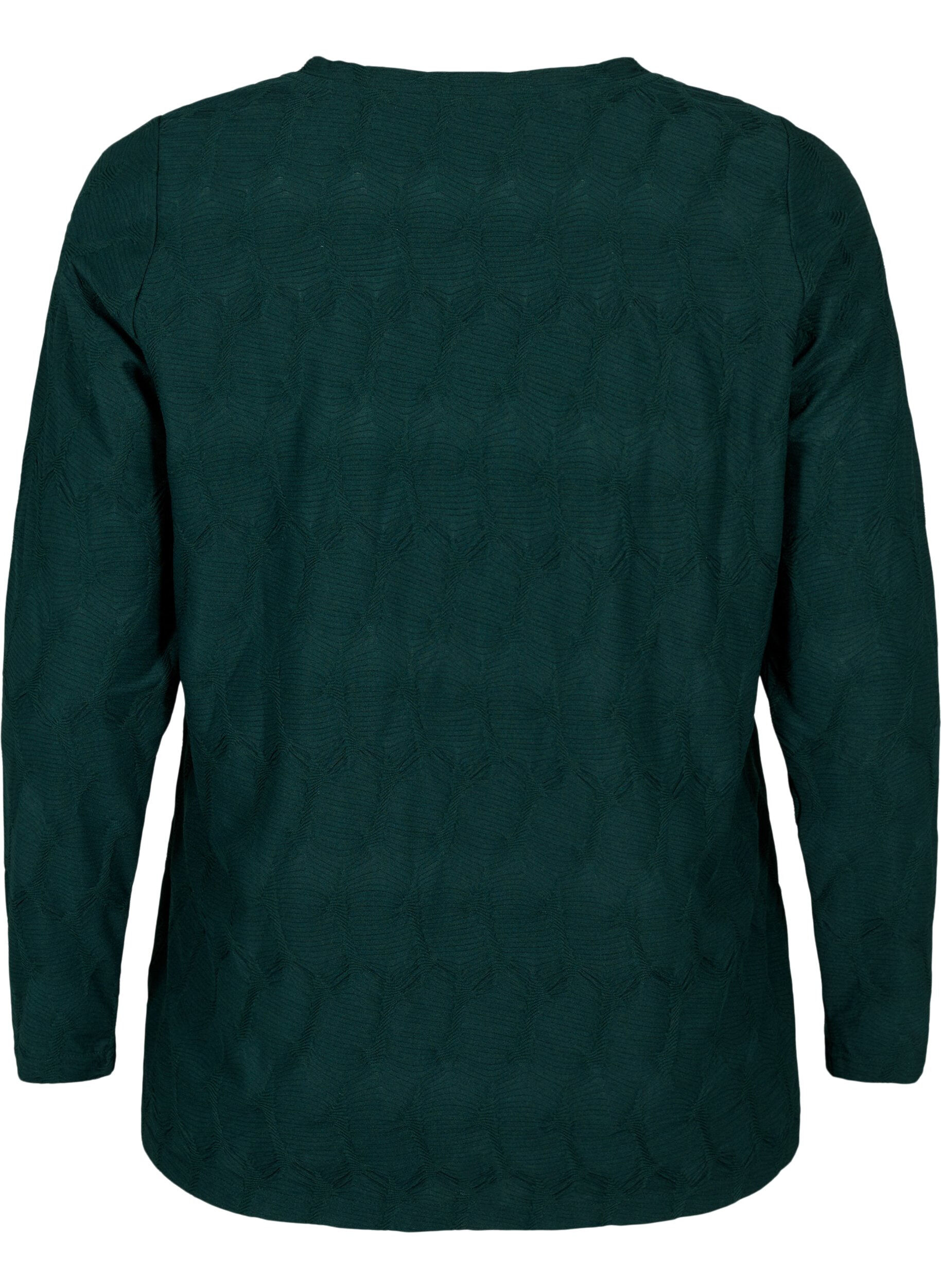 ZizziFLASH - Lang&auml;rmlige Bluse mit Struktur, Scarab, Packshot image number 1