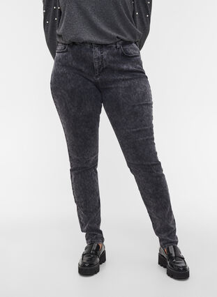 Amy Jeans mit hoher Taille, Grey Denim, Model image number 2