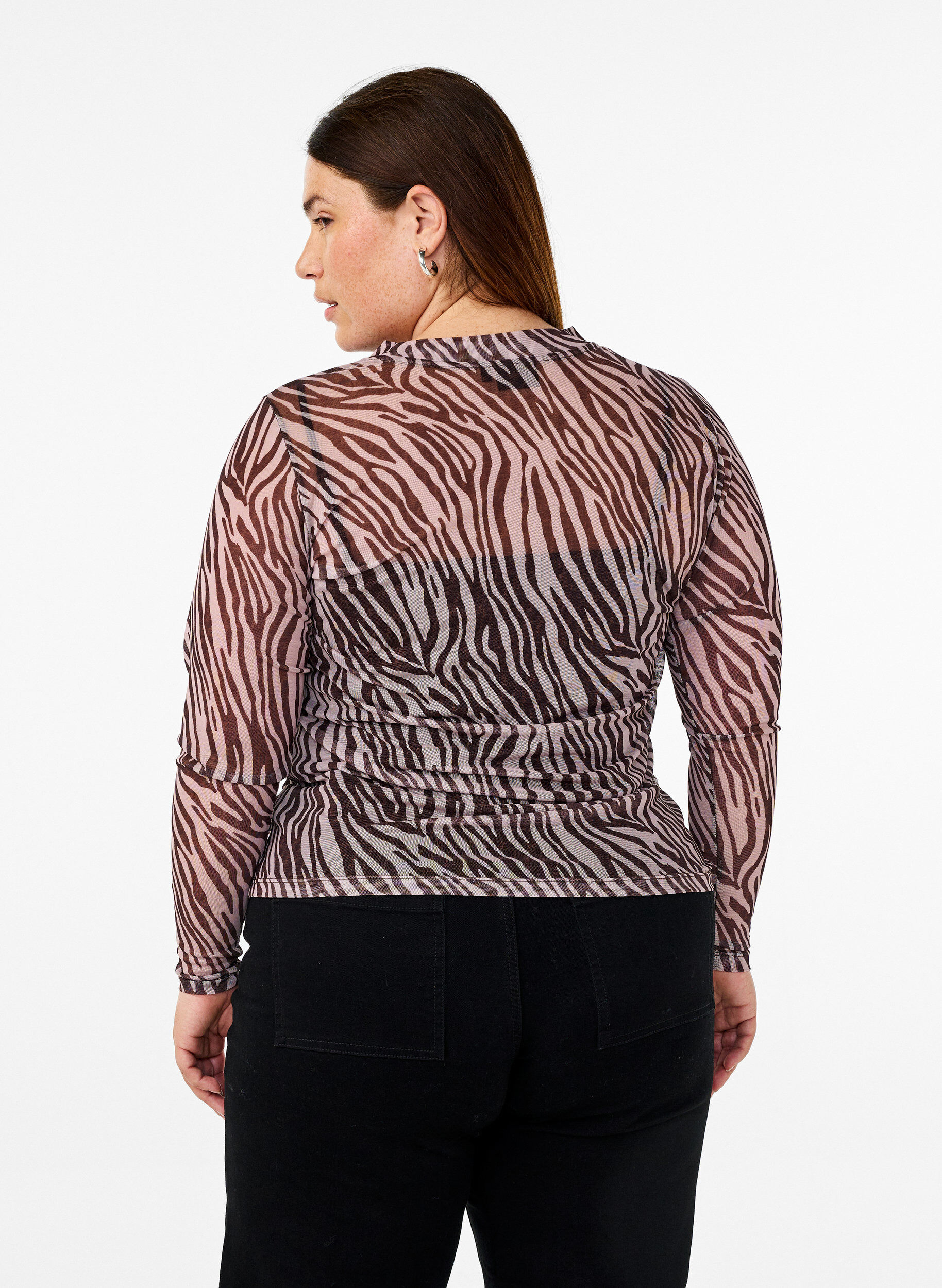 ZizziMesh-Top mit Zebraprint, Schwarz, Model image number 2