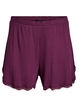 Lockere Nachtshorts aus geripptem Material mit Spitzensaum, Dunkles Bordeaux, Packshot image number 0