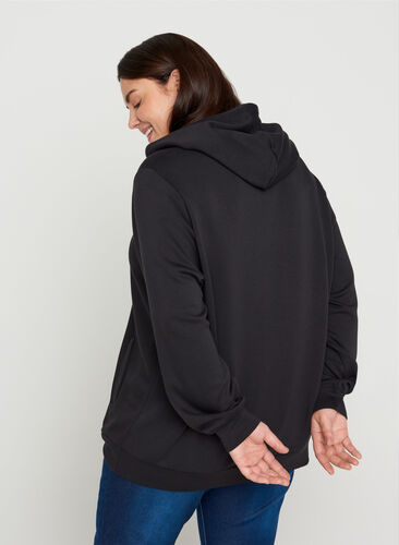 Sweatshirt mit Taschen und Kapuze, Black, Model image number 1