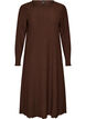 Midi-Kleid mit welliger Struktur und langen &Auml;rmeln, Braun, Packshot image number 0