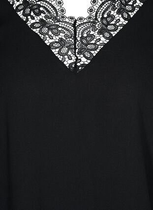 Kleid mit Spitze und 3/4 Ärmeln, Black, Packshot image number 2